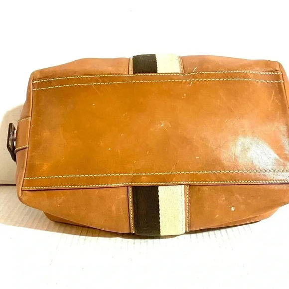 Coach vintage brown unisex striped toiletry travel make up bag - Picture 3 of 8